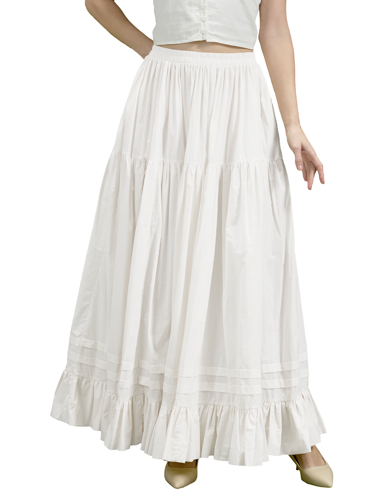 Baumwoll-Halbunterrock mit beschwertem Saum und Falten