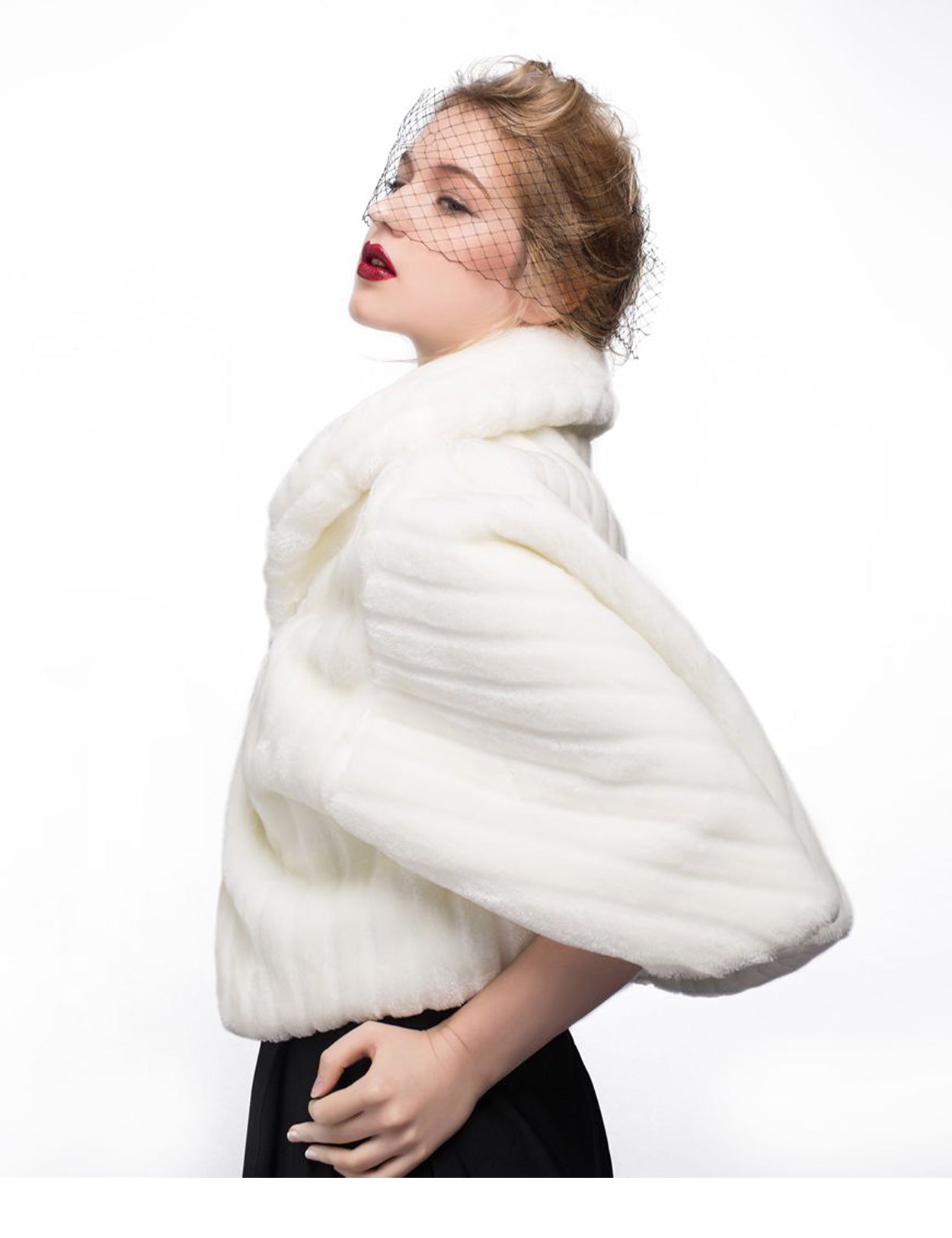 Elegant faux fur shawl for weddings and special events