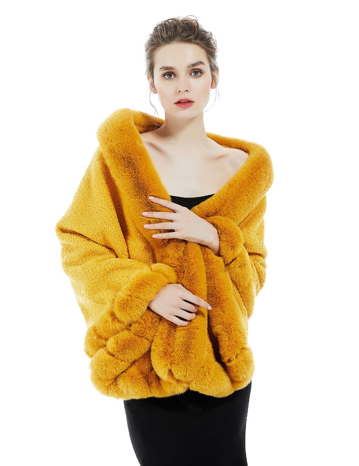 Elegant faux fur bridal shawl for winter weddings