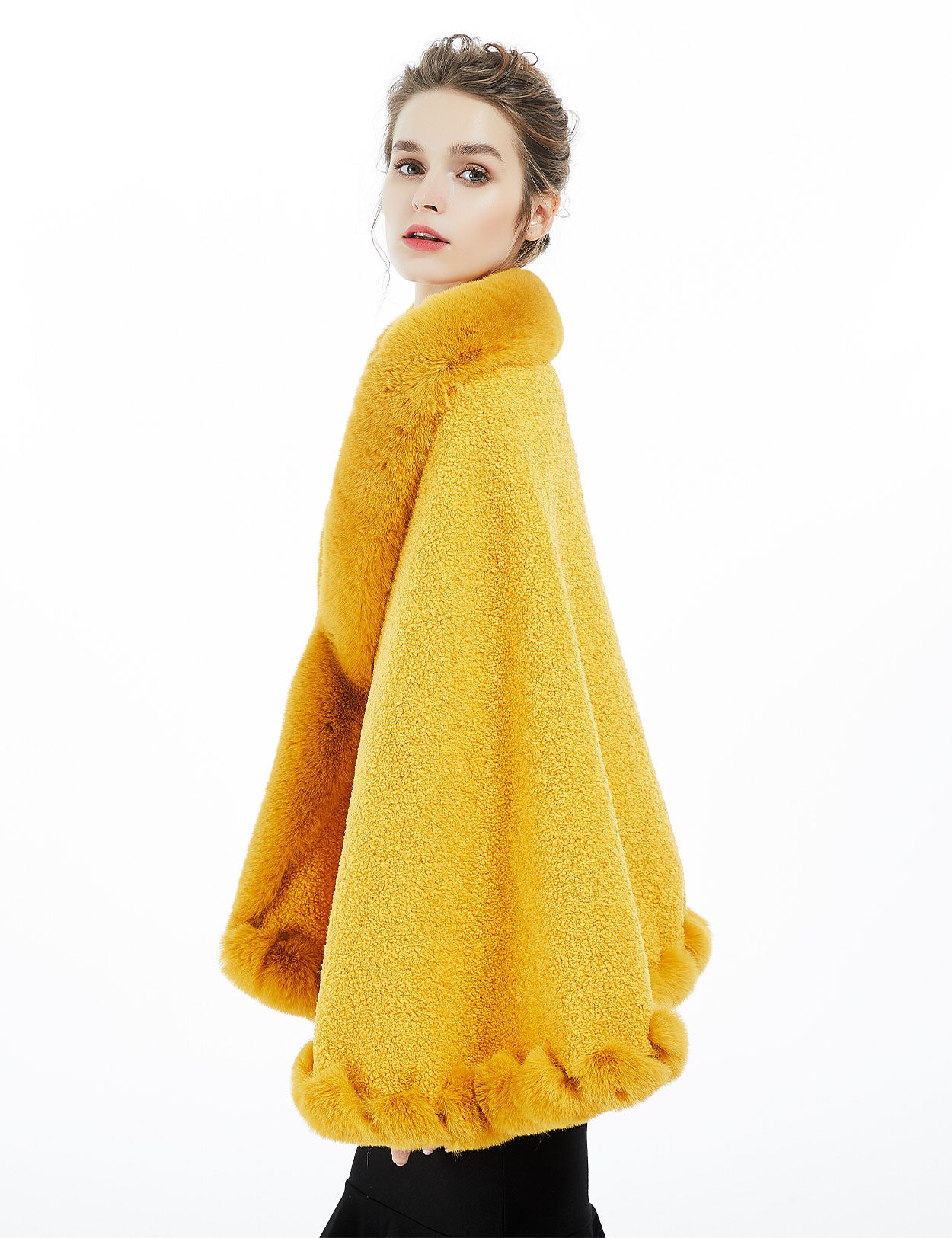 Elegant faux fur bridal shawl for winter weddings