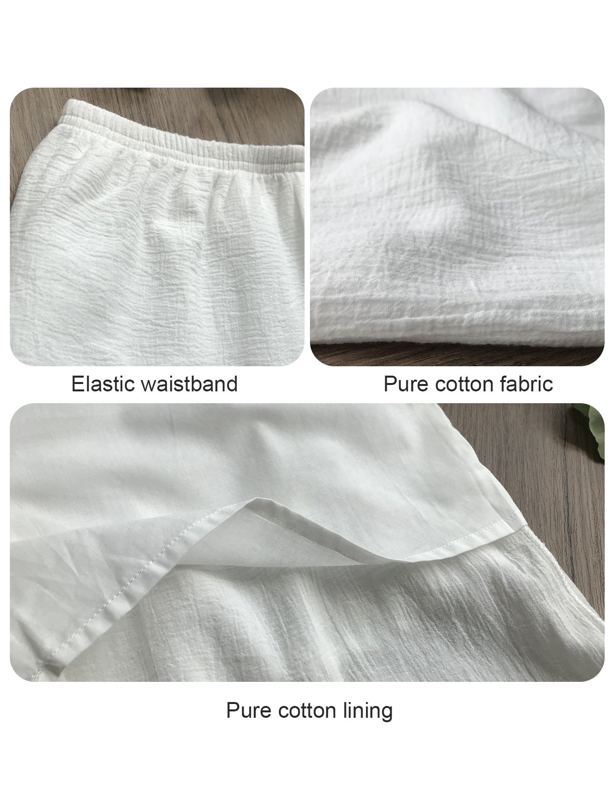Ivory lined cotton culotte pettipants for women detail view