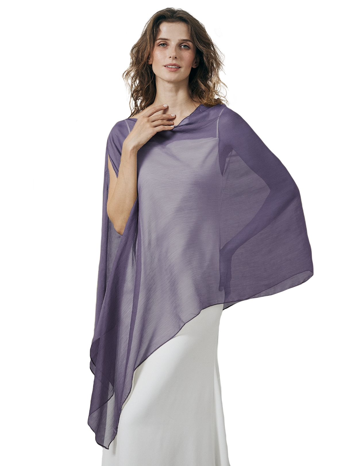 Lightweight sheer bridesmaid shawl in elegant draping style for wedding ceremonies
