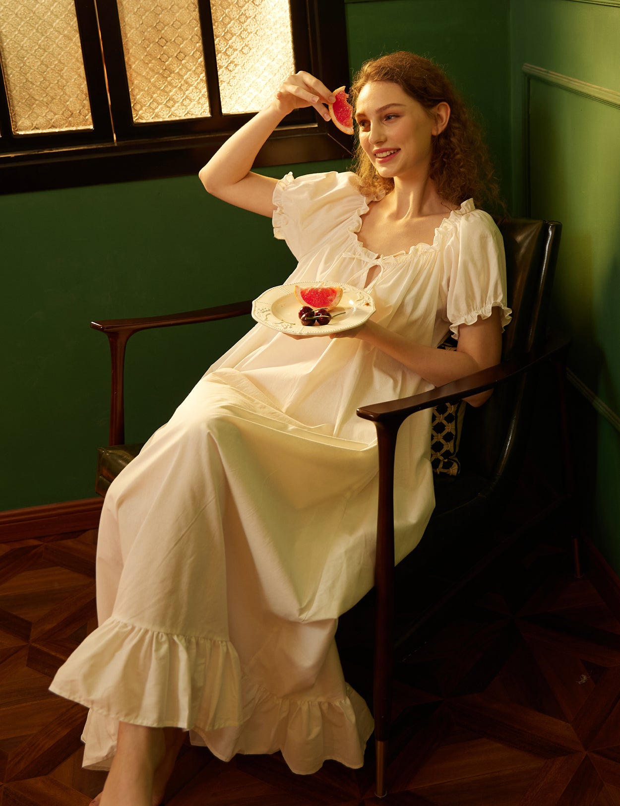 breathable cotton maternity sleepwear showing loose comfortable fit