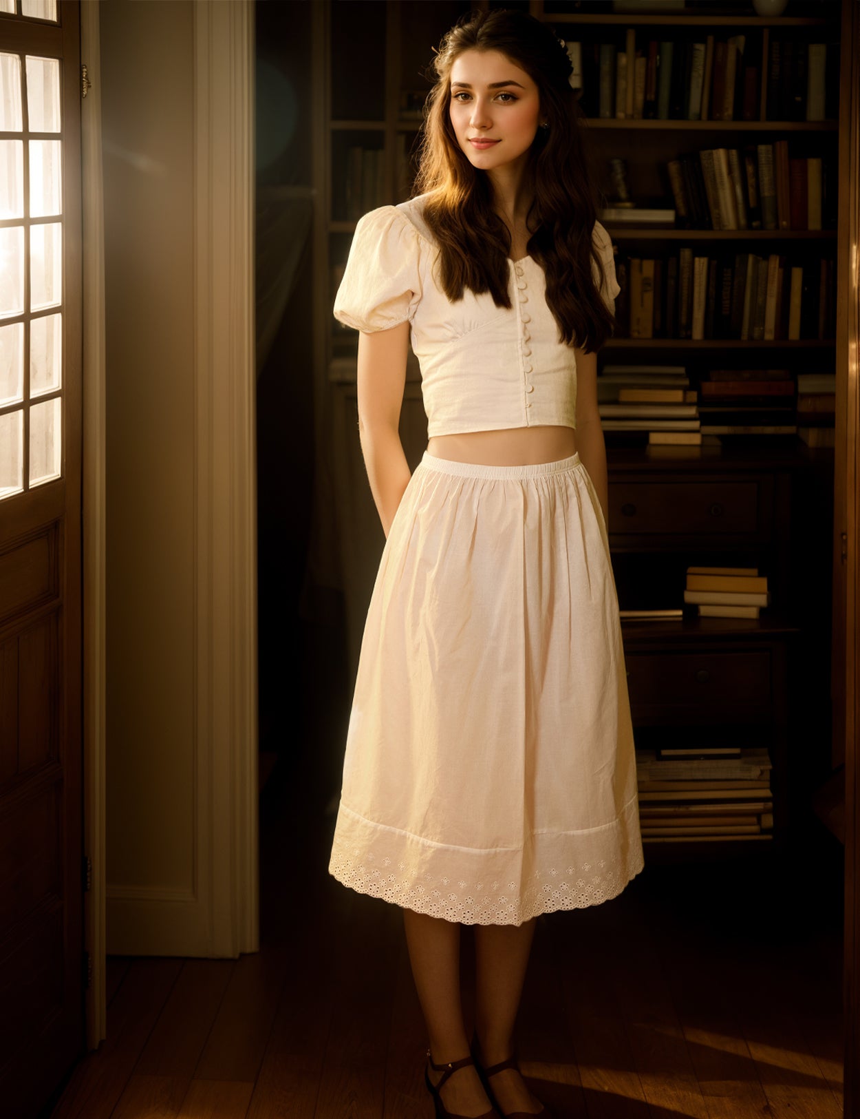 Ivory vintage cotton lace half slip petticoat with delicate lace trim, elegant undergarment for vintage style dresses