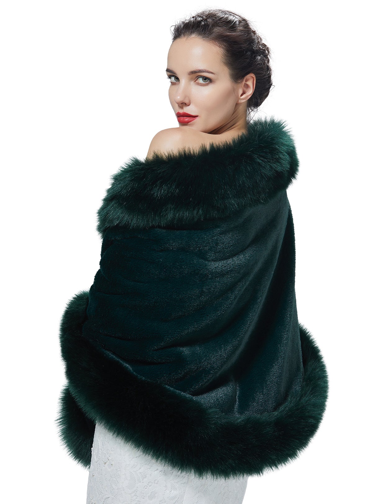Luxury faux fur shawl for bridal wedding and evening dresses