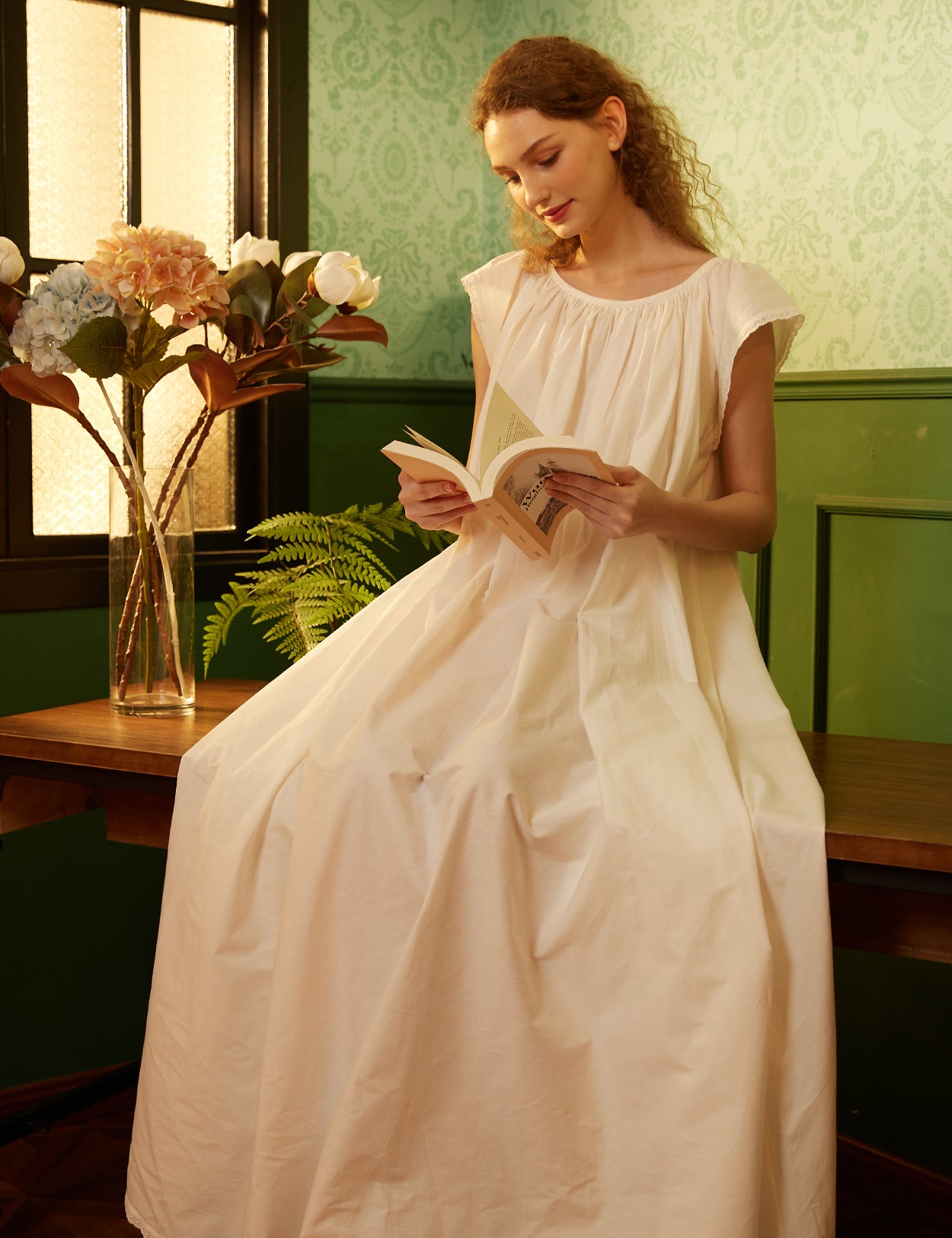 vintage-inspired design elements and craftsmanship of the maternity nightgown