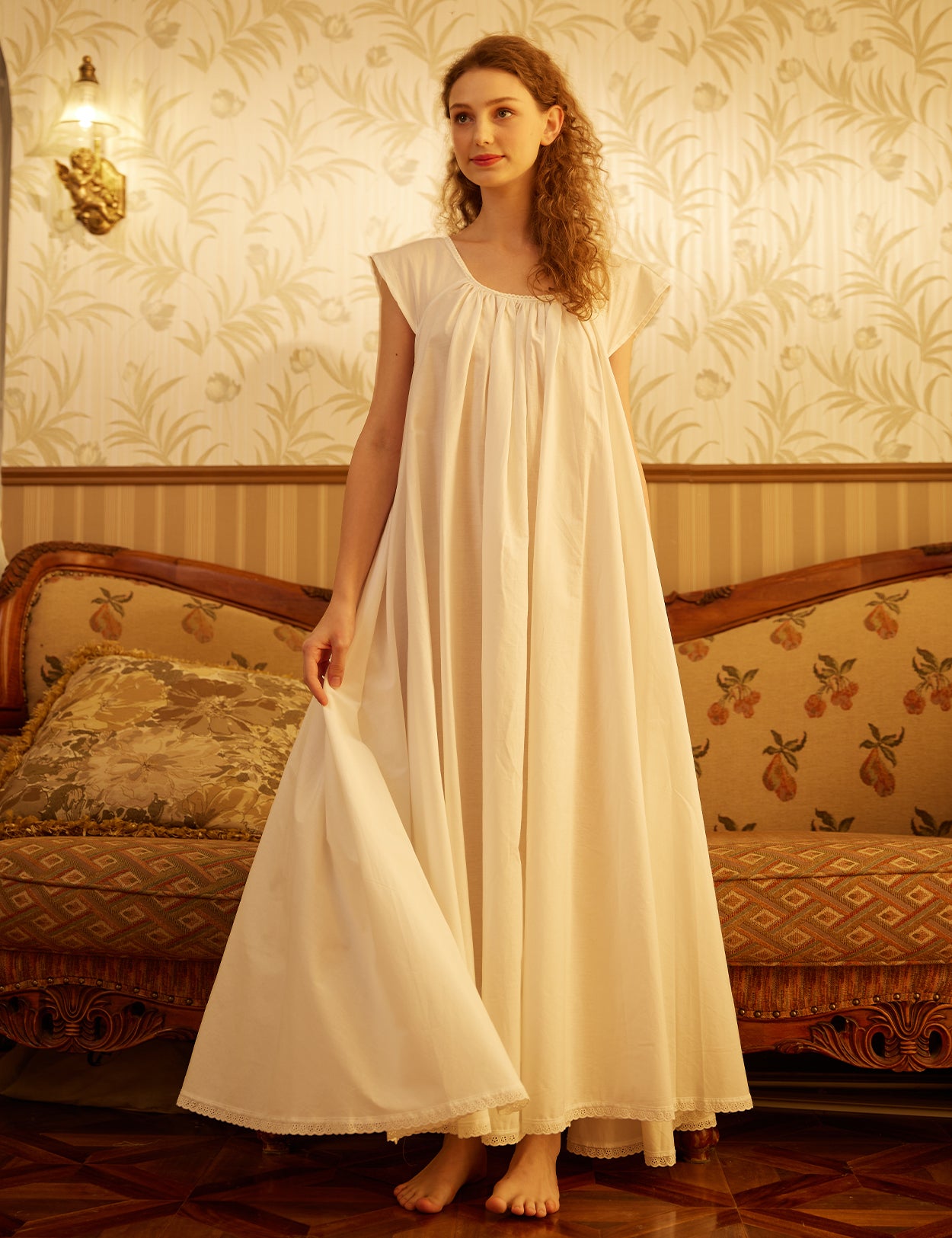 Comfortable maternity sleepwear - Victorian cotton nightgown perfect for pregnancy, bridal wear, or as a thoughtful gift