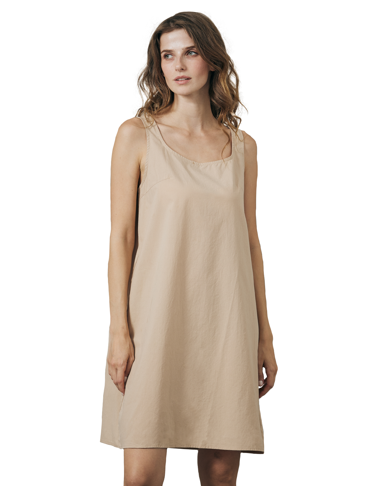 100% cotton full slip with wide straps in nude, comfortable underdress and nightwear for women