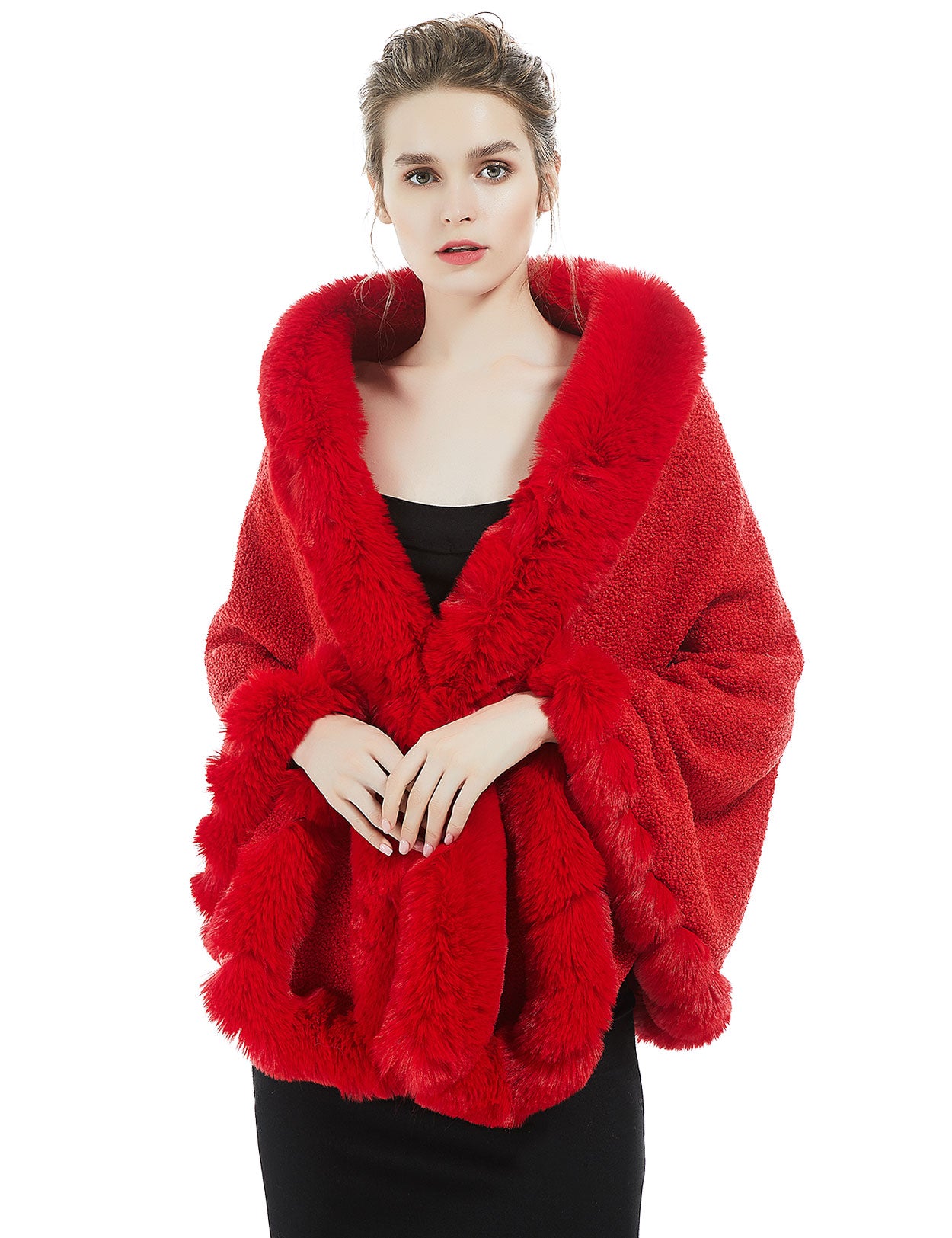 Elegant faux fur bridal shawl for winter weddings