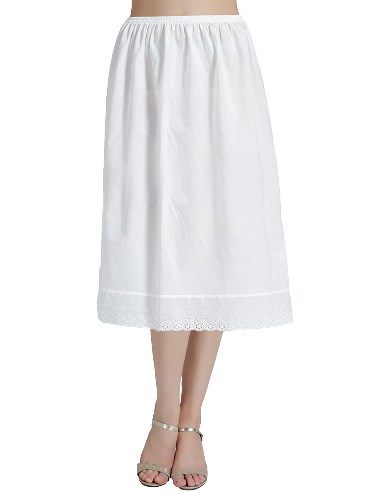Ivory vintage cotton lace half slip petticoat with delicate lace trim, elegant undergarment for vintage style dresses
