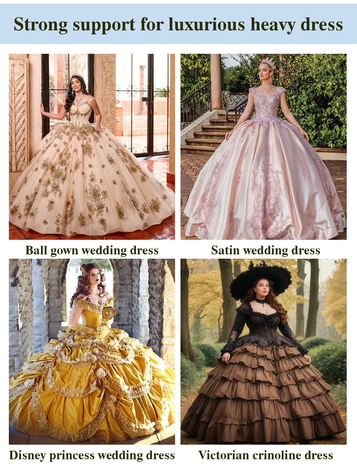6-Hoop A-Line Bridal Petticoat - Floor-Length Wedding Crinoline wearing effect