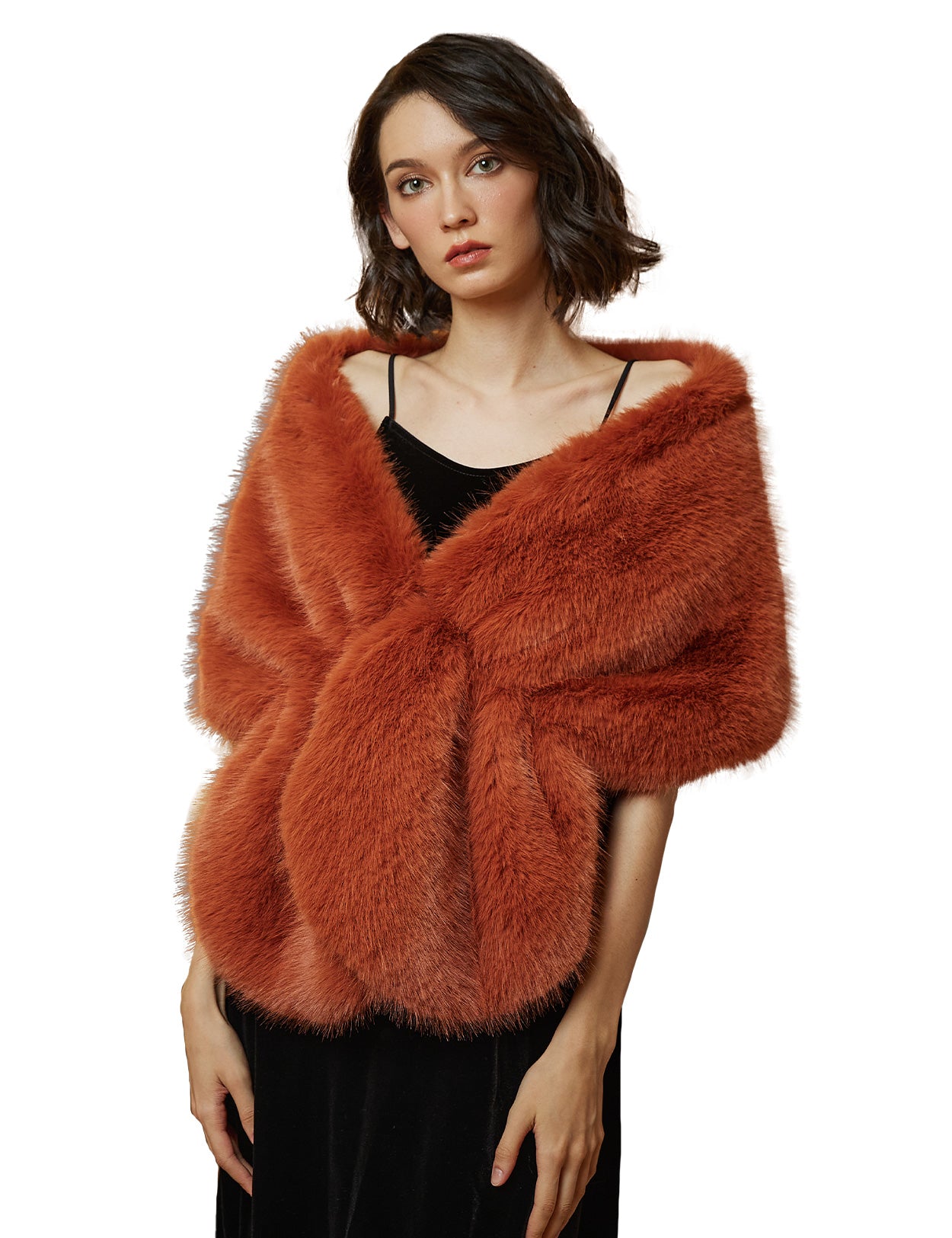 Elegant faux fur bridal shawl and wedding wrap for winter ceremonies