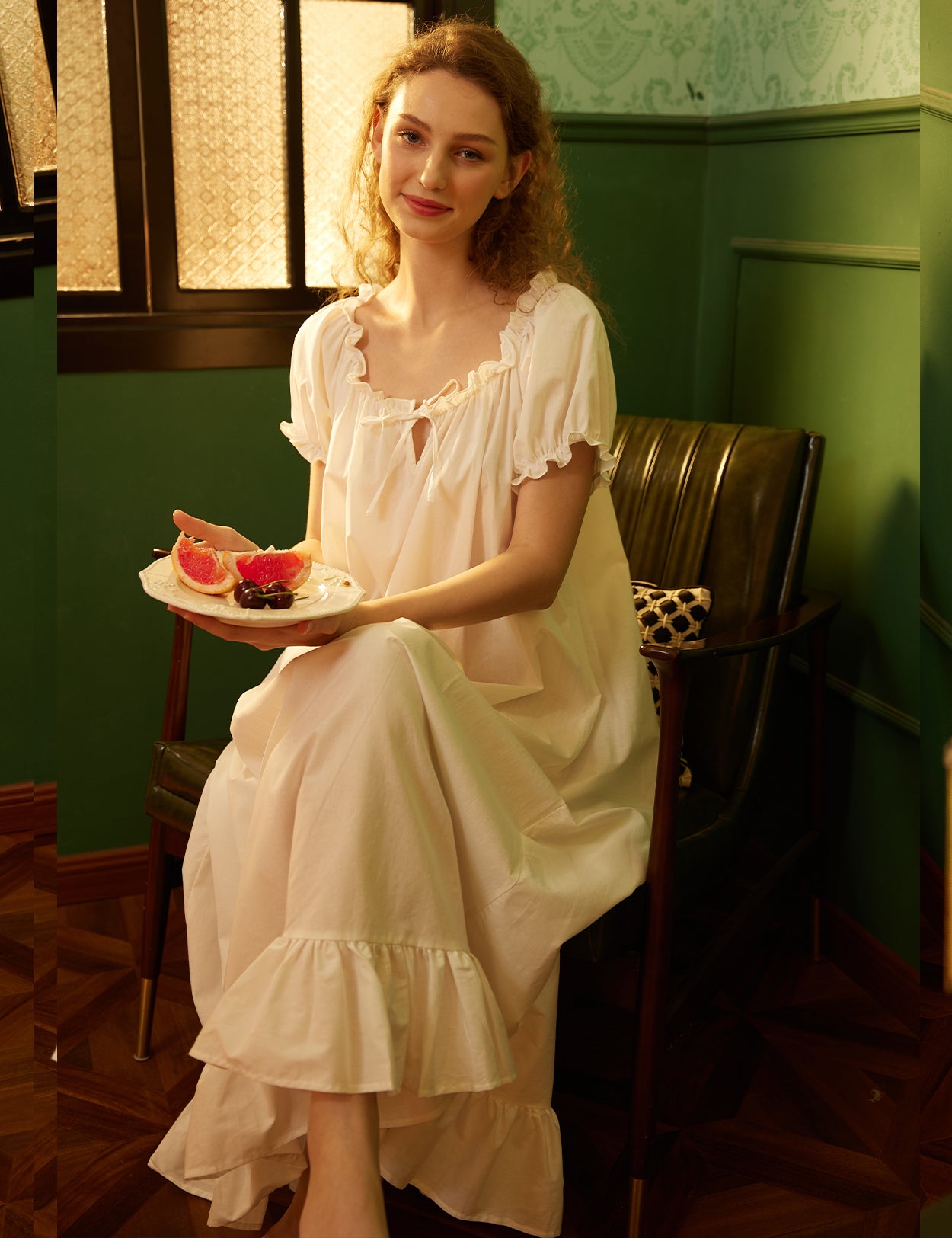 breathable cotton maternity sleepwear showing loose comfortable fit