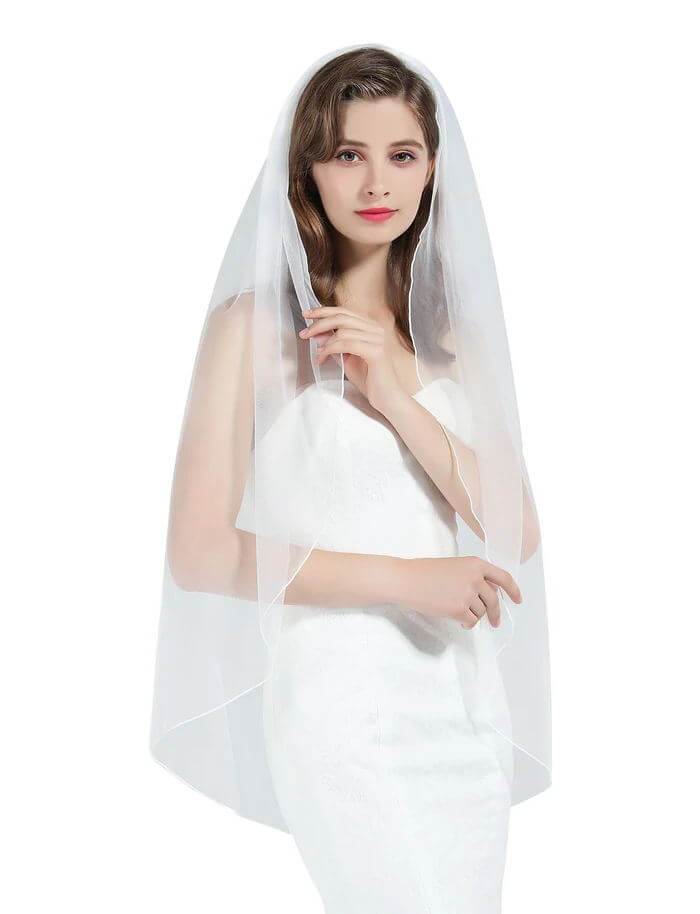 Wedding-Bridal-Veil-Pencil-Edge-Ivory-White-Fingertip-Cathedral