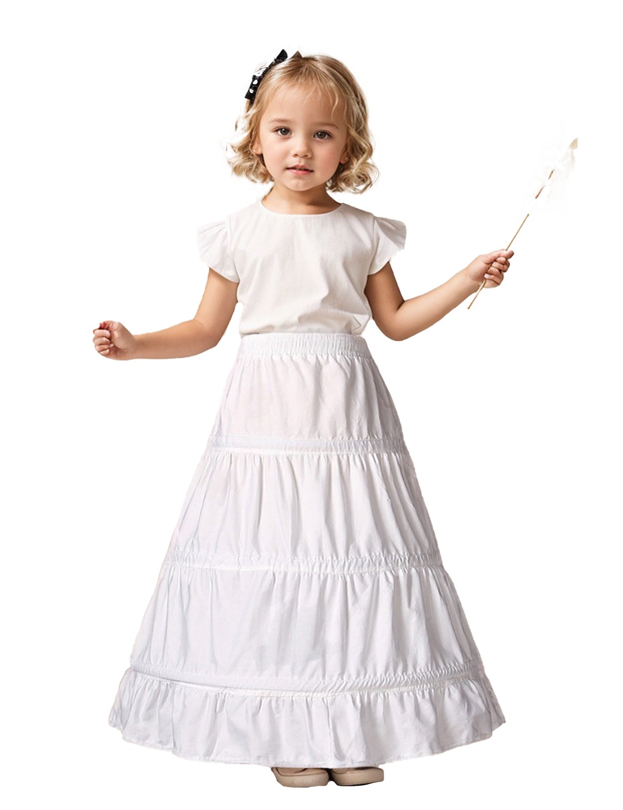 Girls' Cotton Hoop Petticoat | Fluffy Underskirt for Dresses (Ivory)