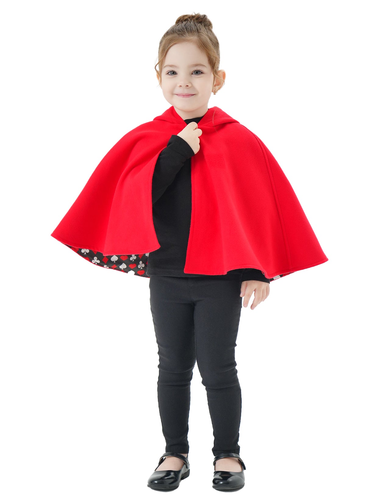 Girl's Hooded Cape Cloak with Cotton Lining for Halloween Christmas