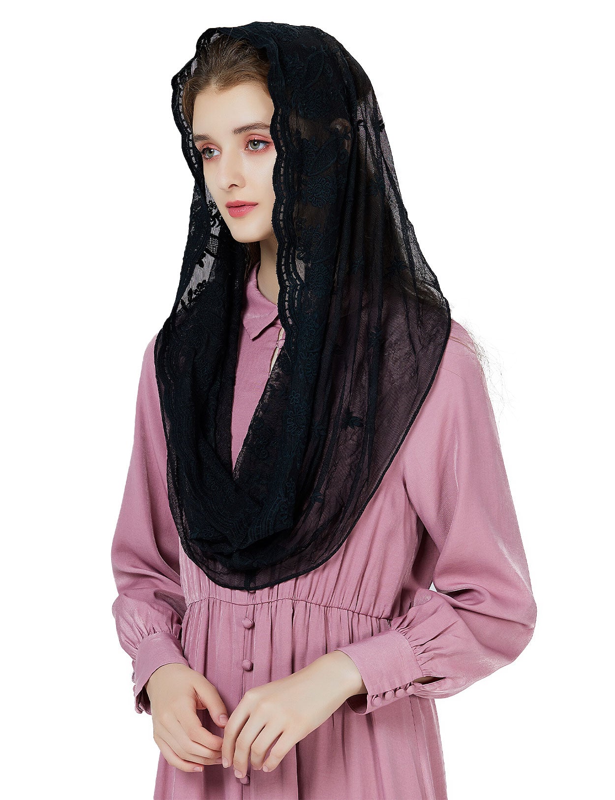 Easter Chapel Veil for Women - Infinity Lace Mantilla Head Covering