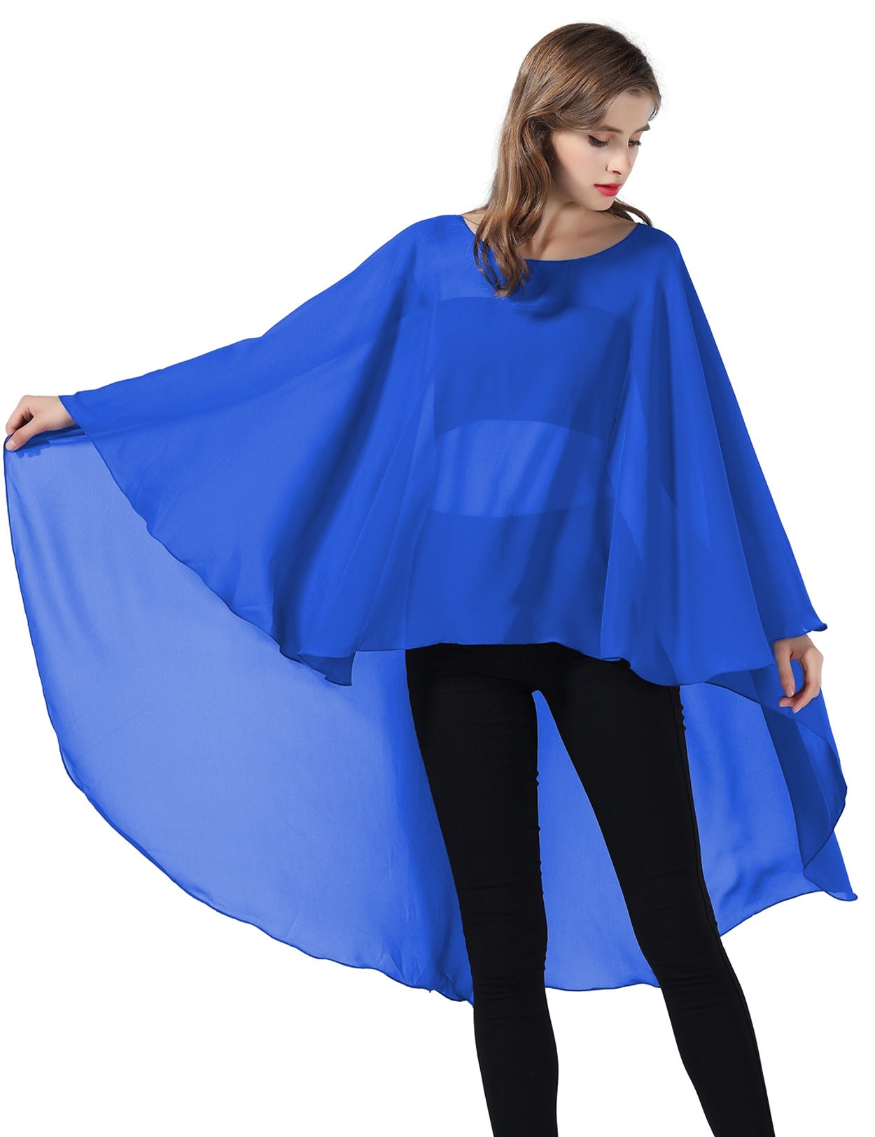 Chiffon High-Low Wedding Bridal Cape Shawl (24 colors)
