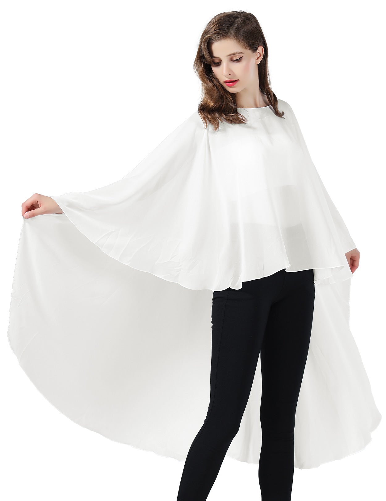 Chiffon High-Low Wedding Bridal Cape Shawl (24 colors)