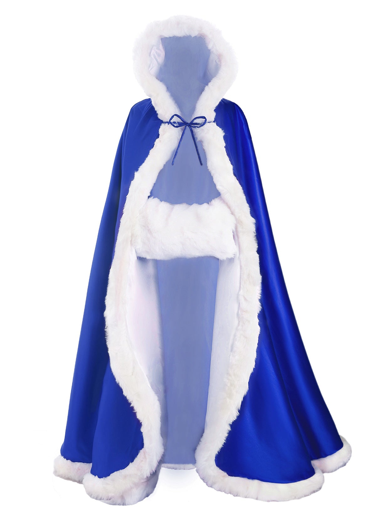 Cape de mariage réversible avec bordure en fourrure et capuche