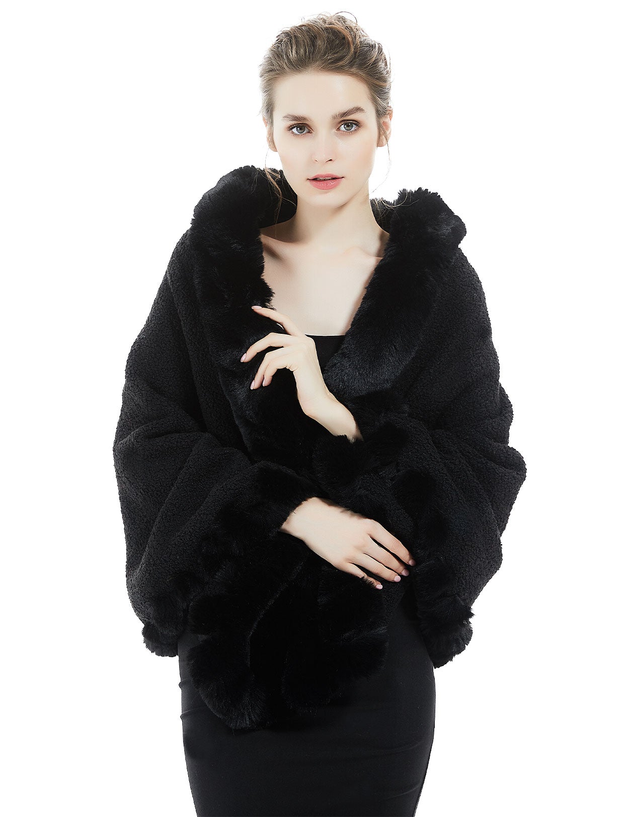 Warm Faux Fur Bridal Shawl for Winter Weddings & Events
