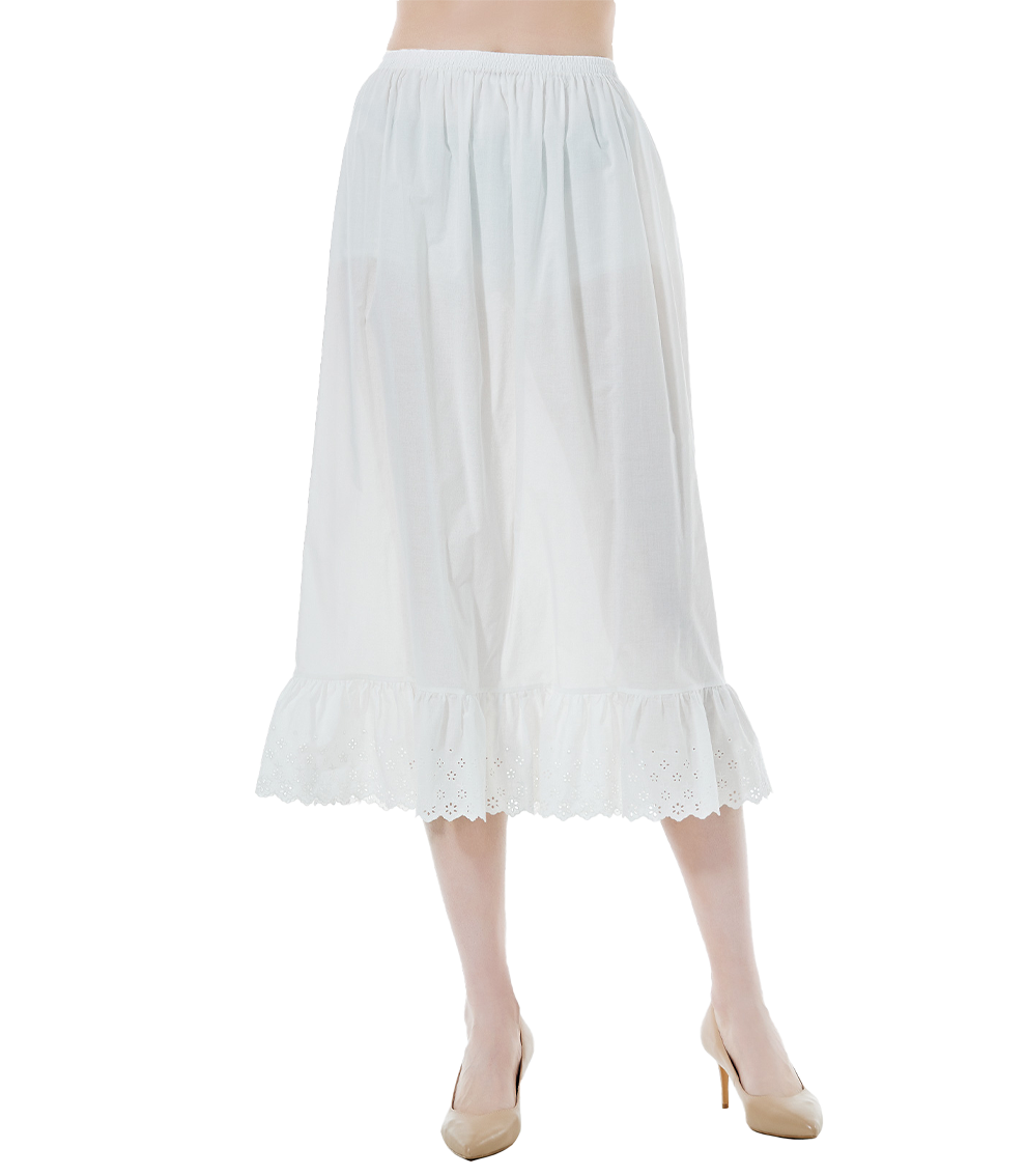 Rallonge de jupon vintage 100 % coton brodée de dentelle