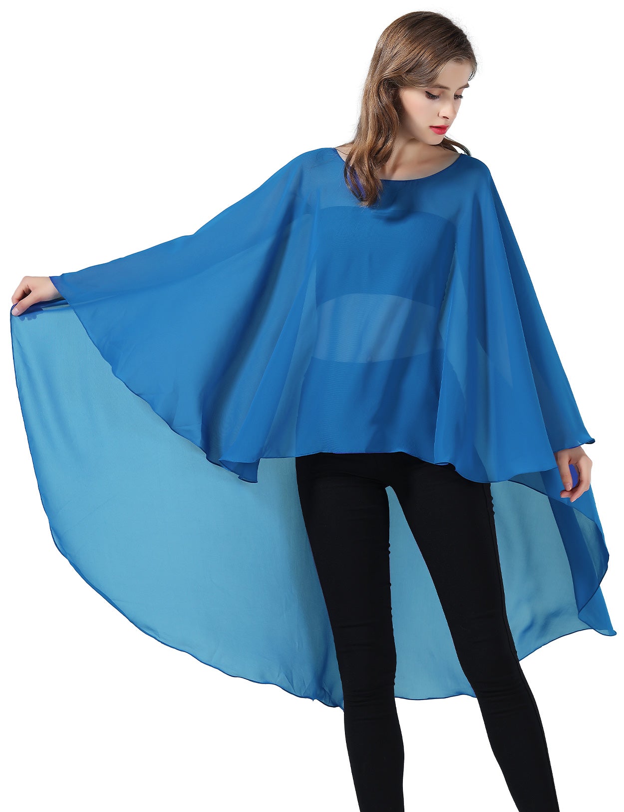 Chiffon High-Low Wedding Bridal Cape Shawl (24 colors)