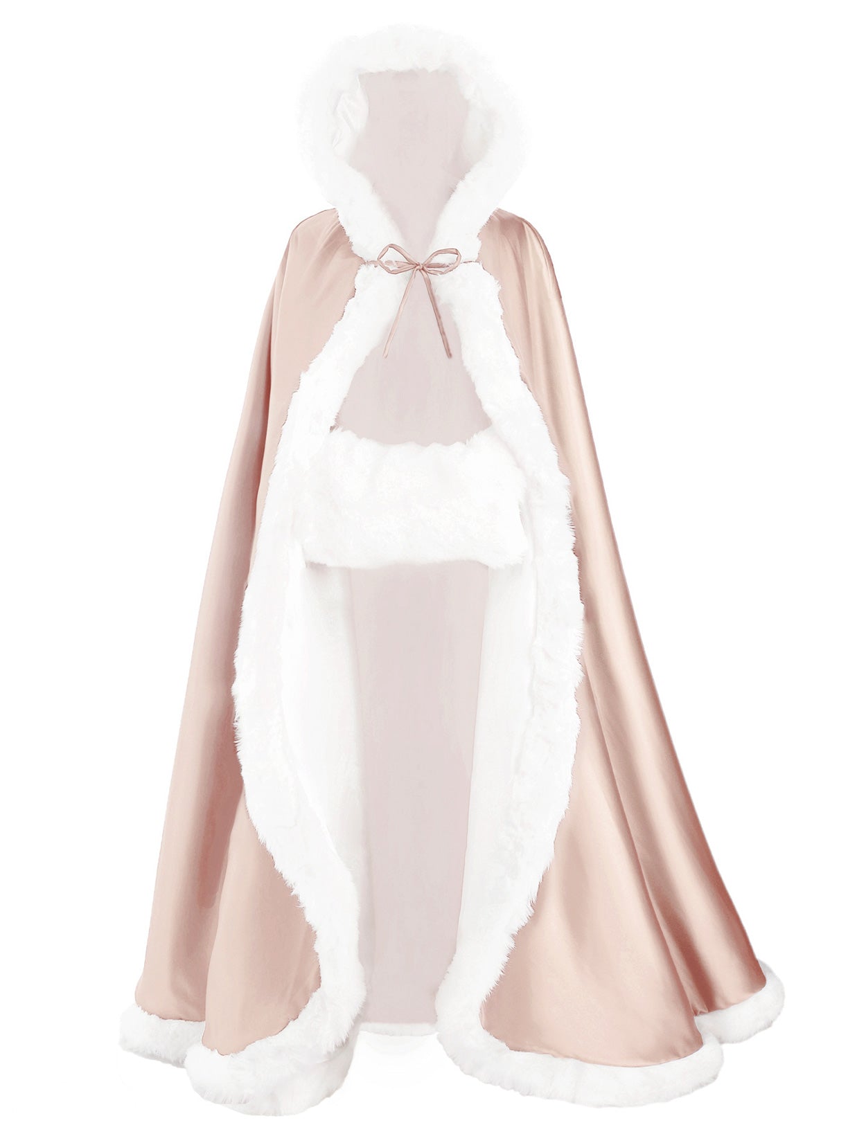 Cape de mariage réversible avec bordure en fourrure et capuche