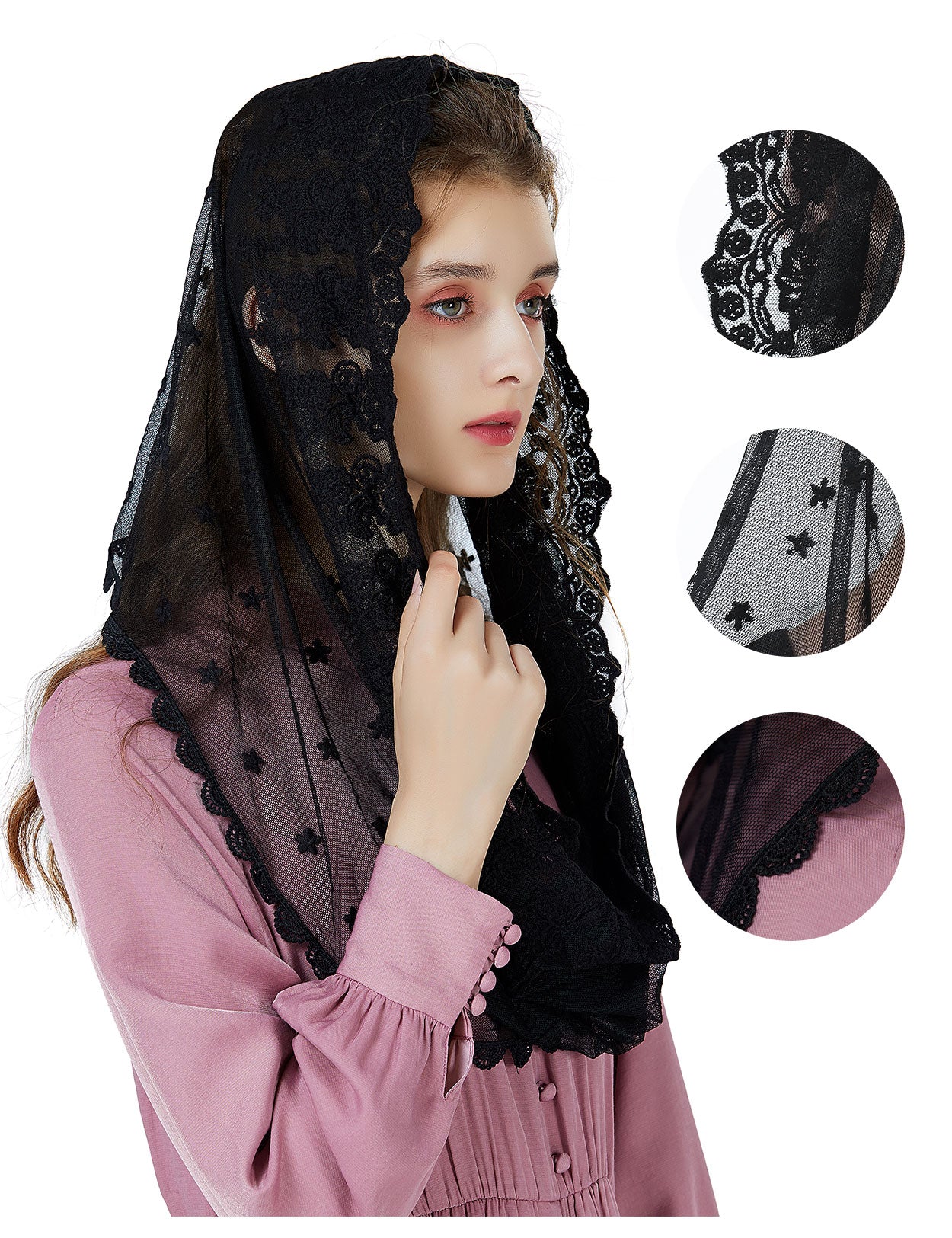 Elegant Catholic Chapel Veil for Church, Wedding & Latin Mass