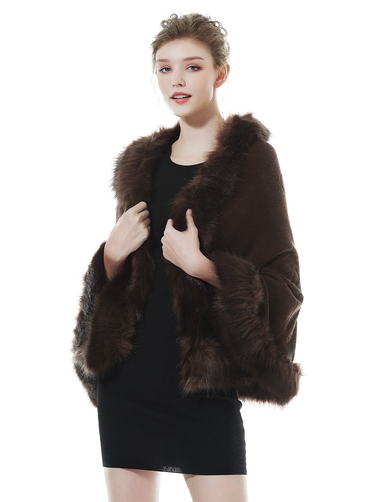 Luxurious Faux Fur Shawl for Winter Wedding Bridal Cape Elegant Wrap