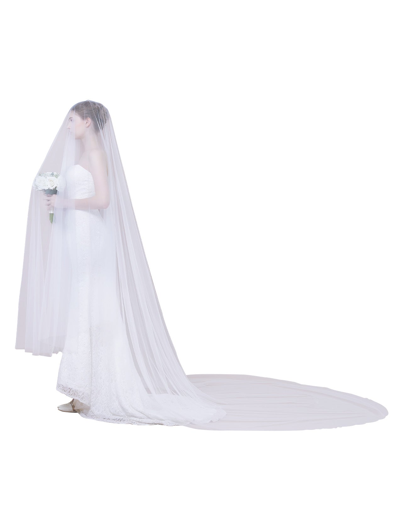 Cathedral Wedding Veil with Long Blusher | Simple Elegant Bridal Accessory