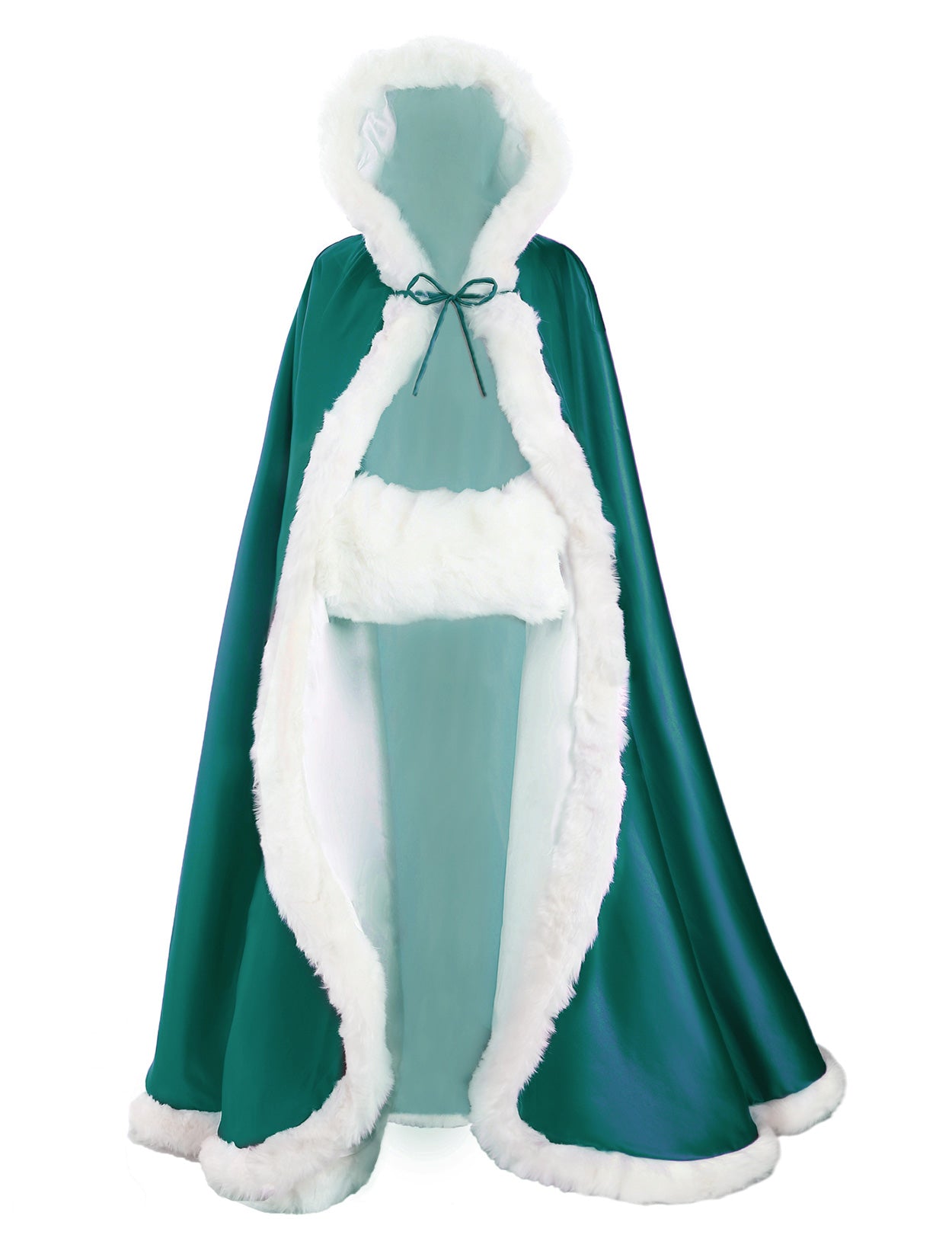Cape de mariage réversible avec bordure en fourrure et capuche
