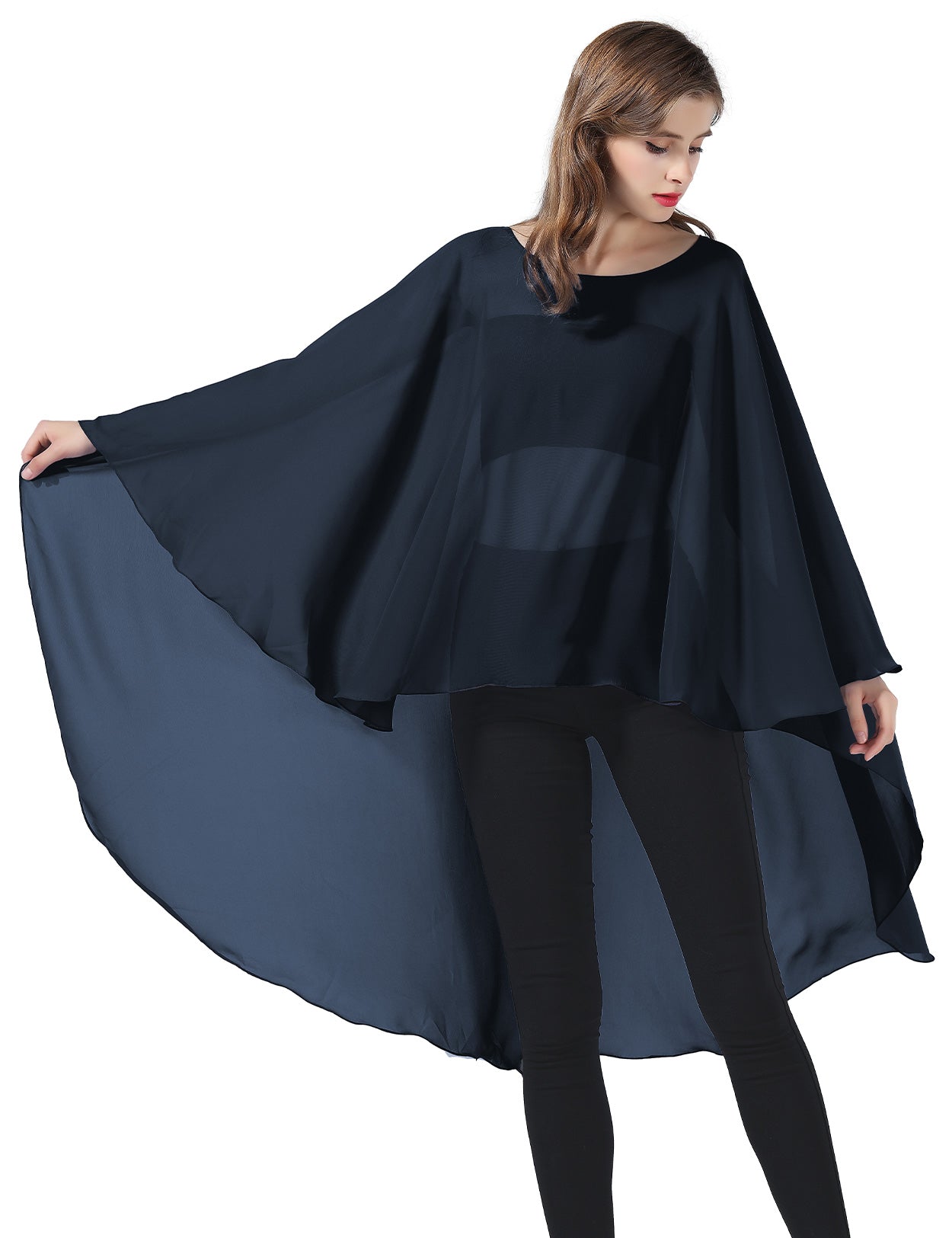 Chiffon High-Low Wedding Bridal Cape Shawl (24 colors)