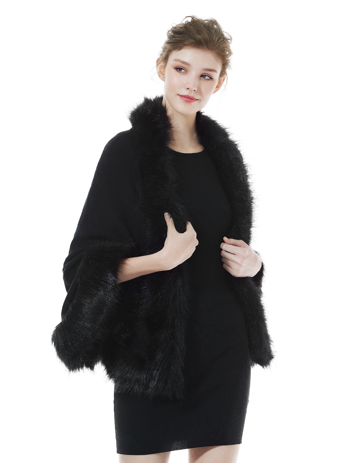 Luxurious Faux Fur Shawl for Winter Wedding Bridal Cape Elegant Wrap