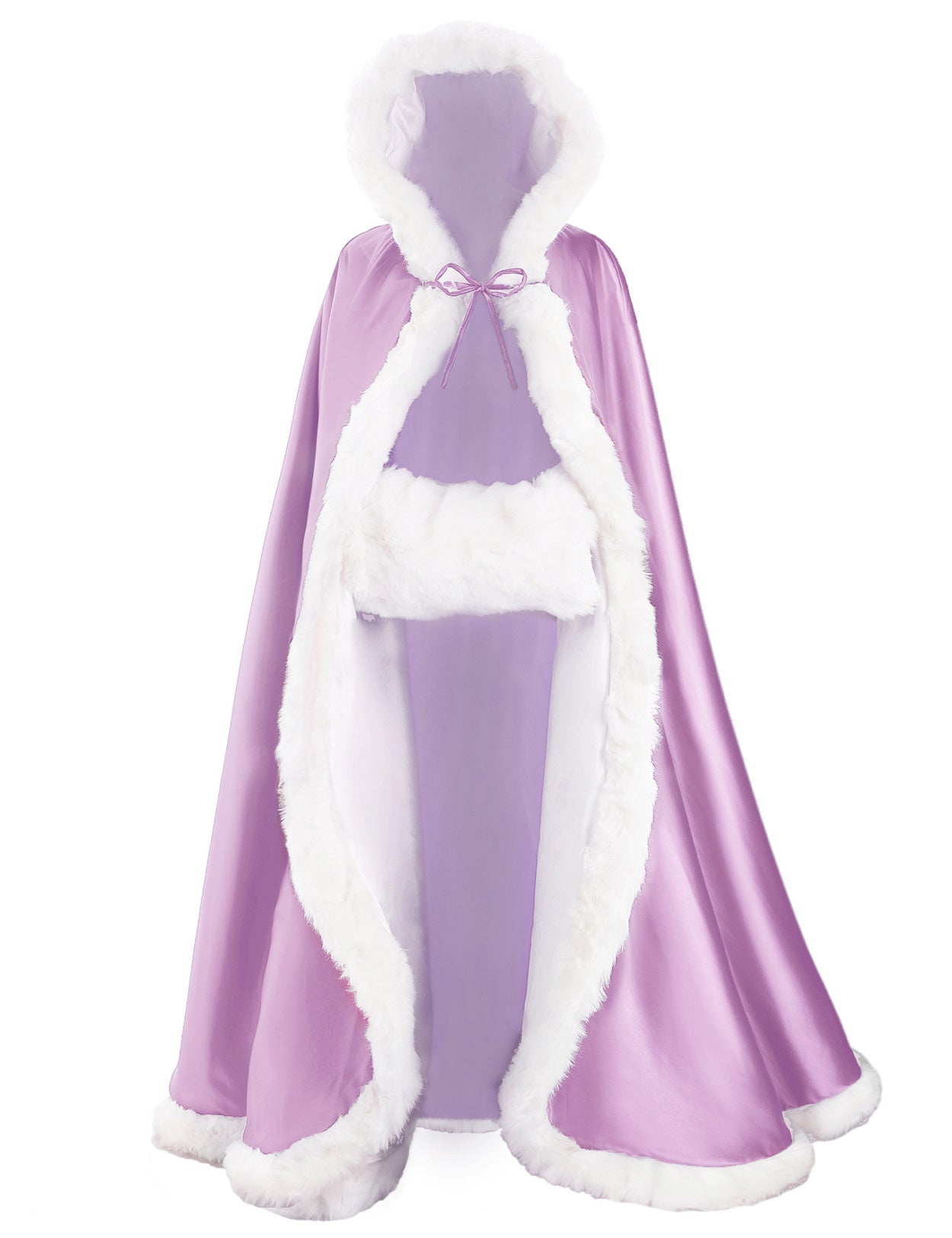 Cape de mariage réversible avec bordure en fourrure et capuche