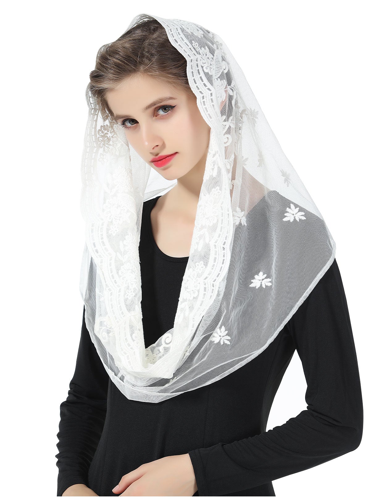 Easter Chapel Veil for Women - Infinity Lace Mantilla Head Covering