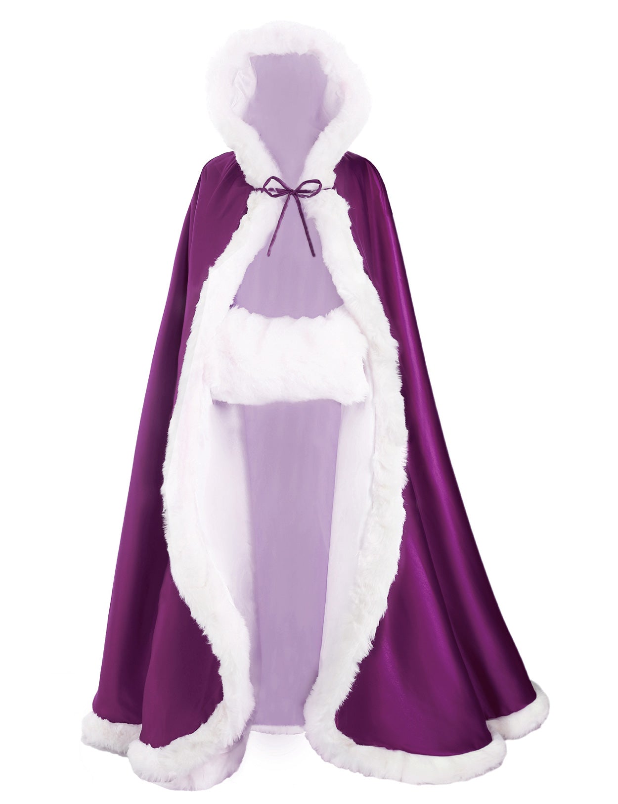 Cape de mariage réversible avec bordure en fourrure et capuche