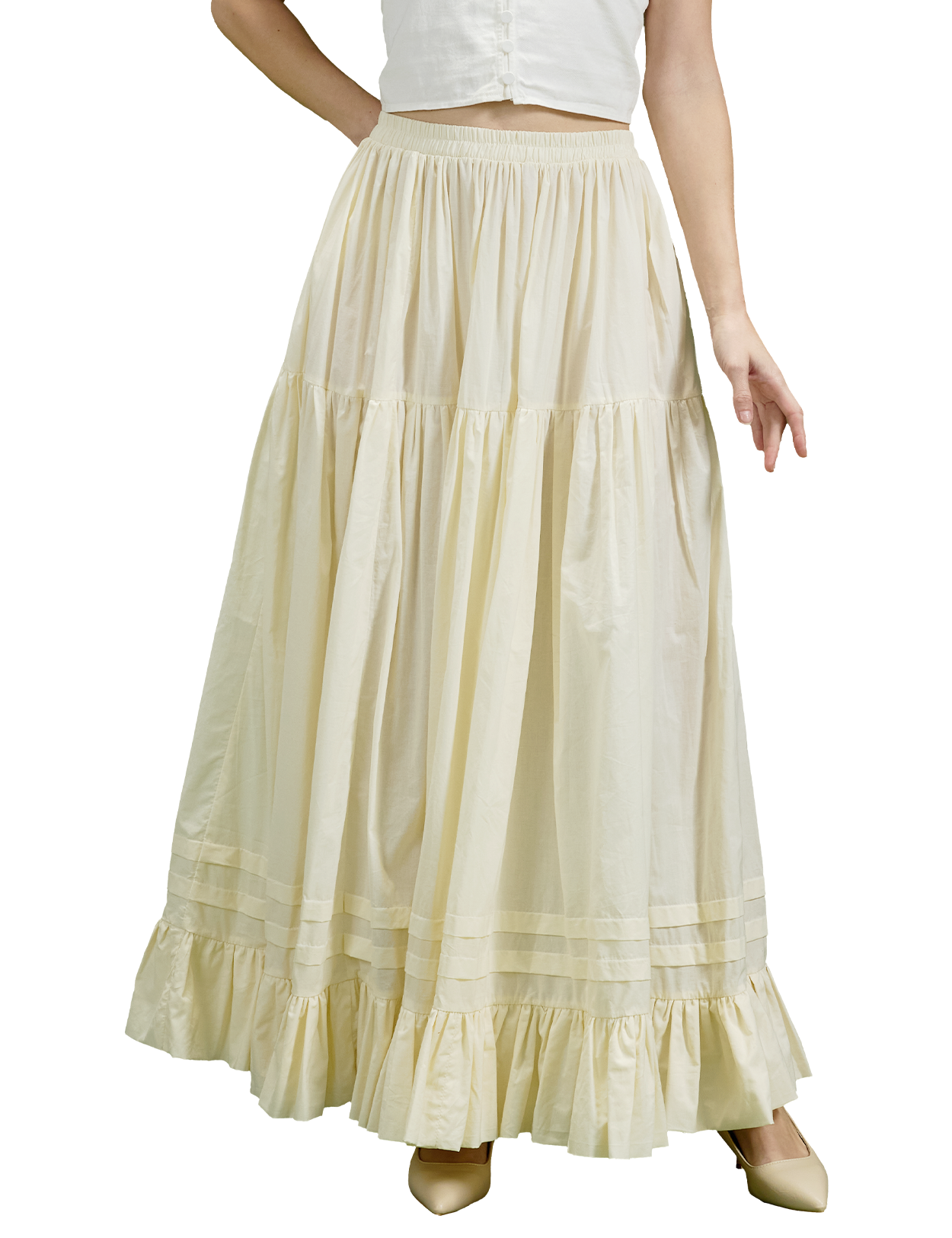 Baumwoll-Halbunterrock mit beschwertem Saum und Falten