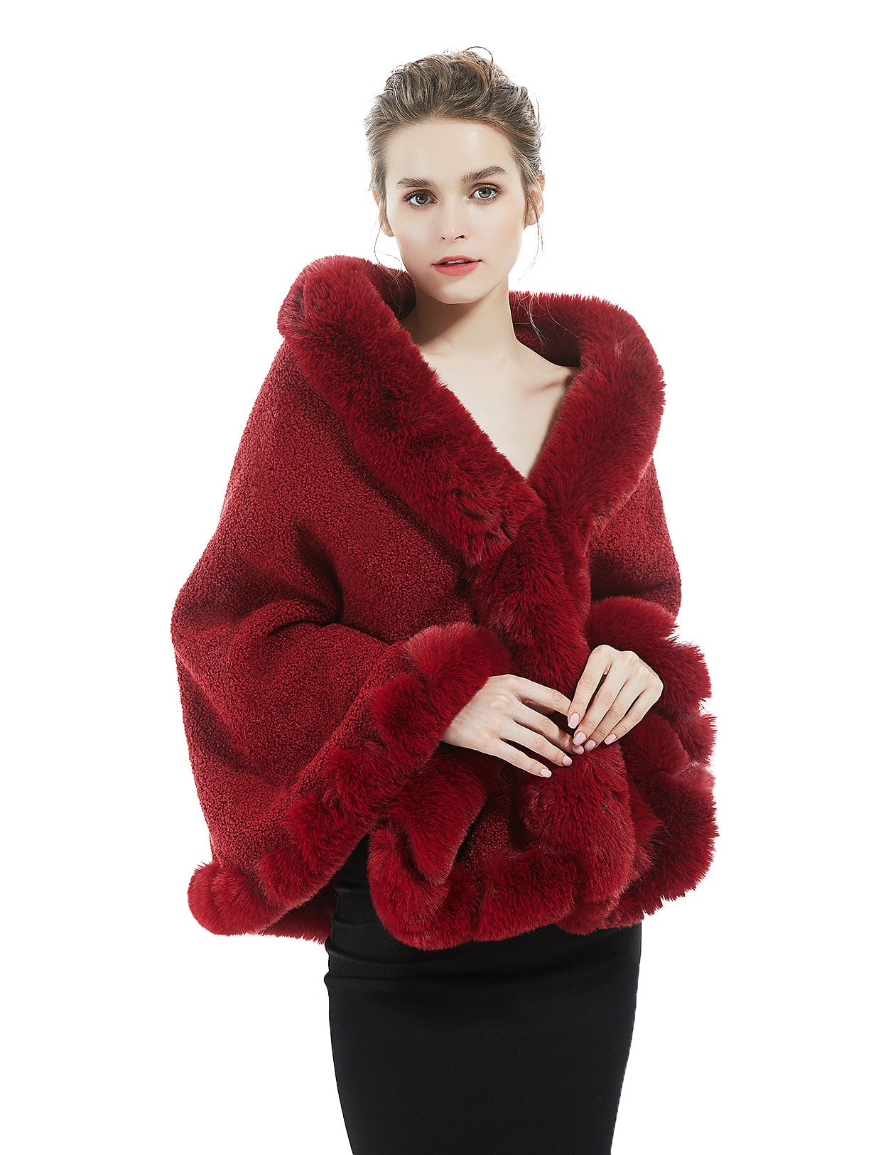 Warm Faux Fur Bridal Shawl for Winter Weddings & Events