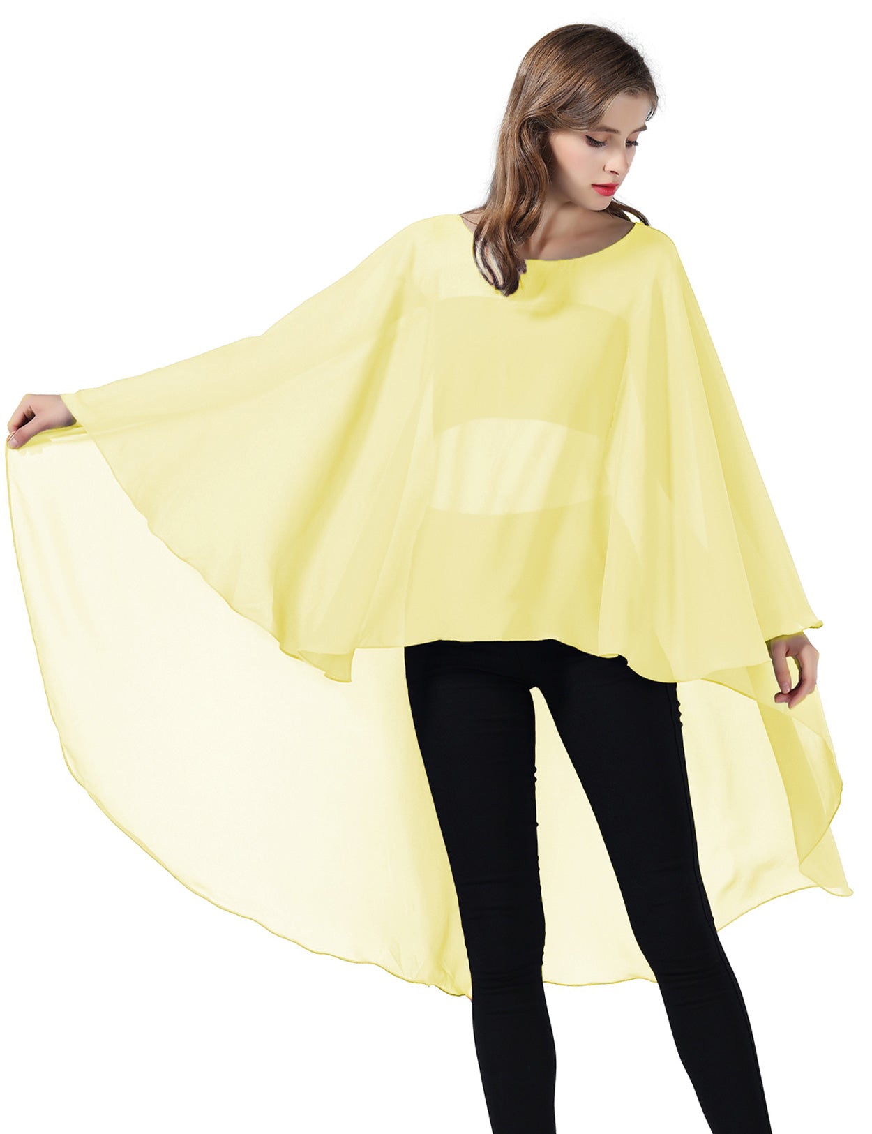 Chiffon High-Low Wedding Bridal Cape Shawl (24 colors)