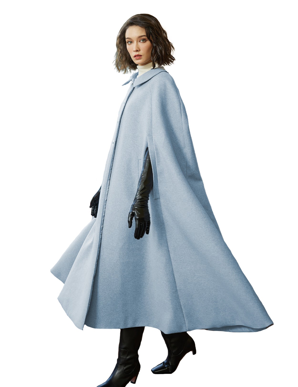 Wool Blend Cloak with Slit Sleeves & Pockets | Winter Warm Cape