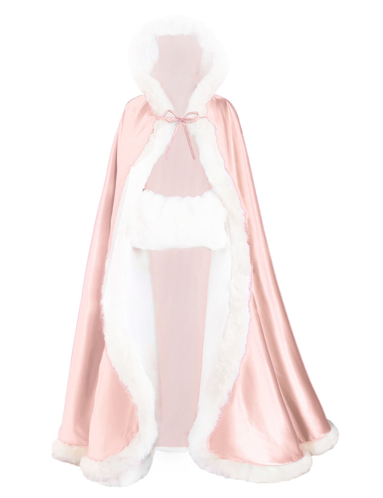 Cape de mariage réversible avec bordure en fourrure et capuche