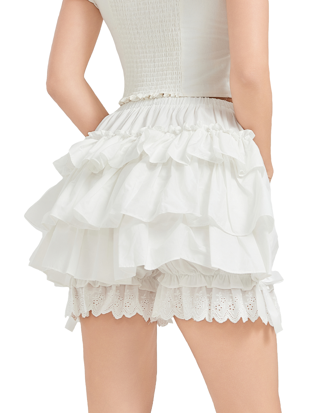 Women's Vintage Cotton Bloomers: Tiered Ruffled Underskirt