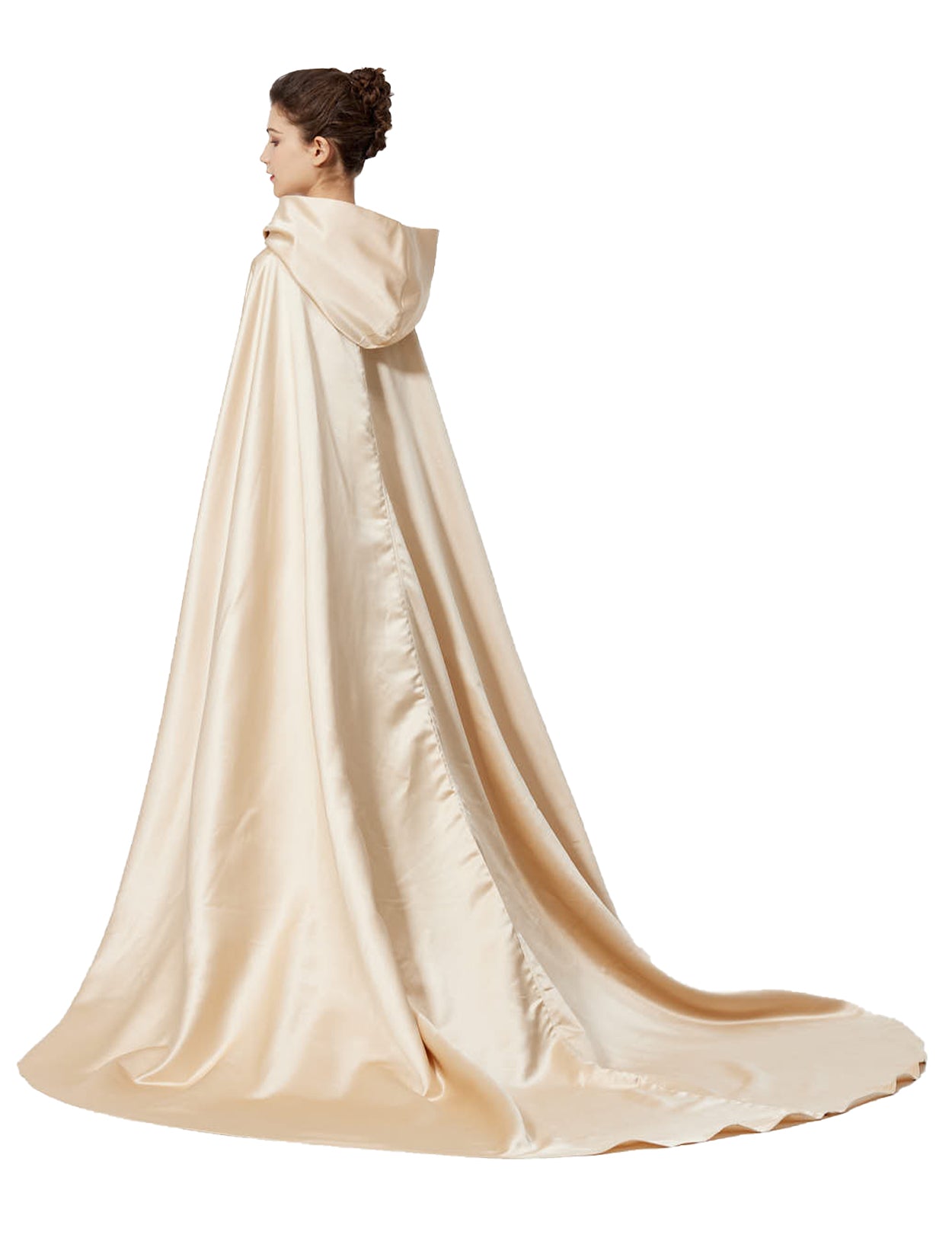 Elegant Wedding Cape with Hood - Full Length Trailing Bridal Poncho