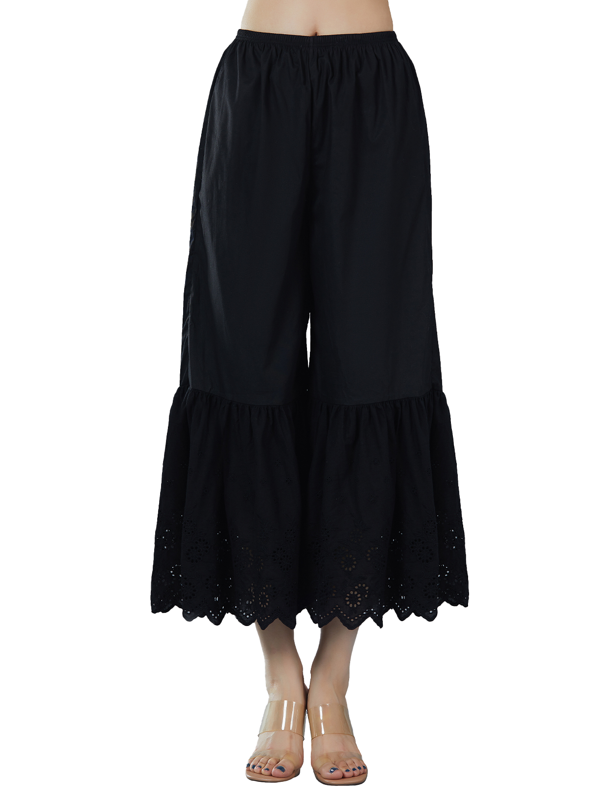 Cotton Batiste Wide Leg Underpants with Lace Trim - Pettipants