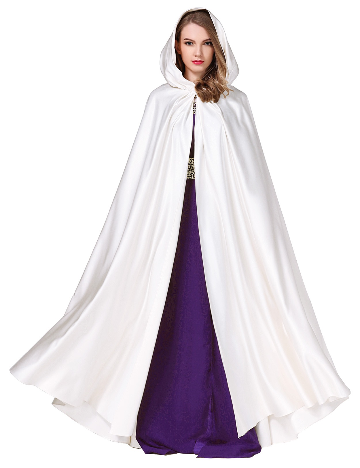 Elegant Hooded Bridal Cape - Full Length Wedding Cloak