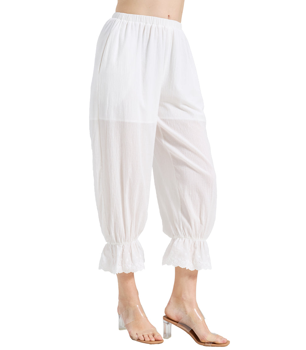 Victorain 100% Cotton Ruffled Bloomers with Pockets
