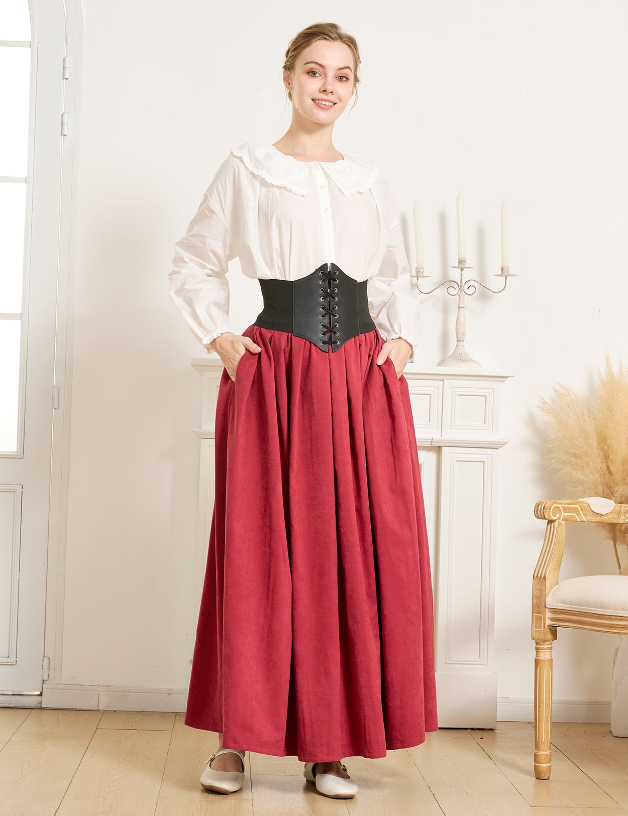 Mittelalterlicher Rock mit Taschen – Elastischer Bund