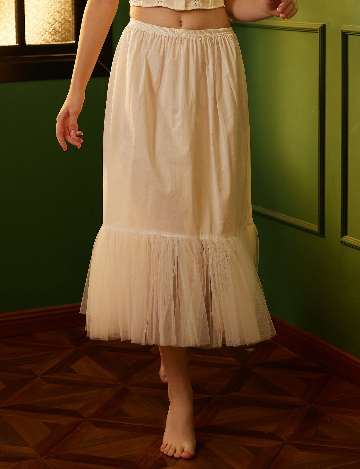 Jupe trapèze médiévale en coton pour femme