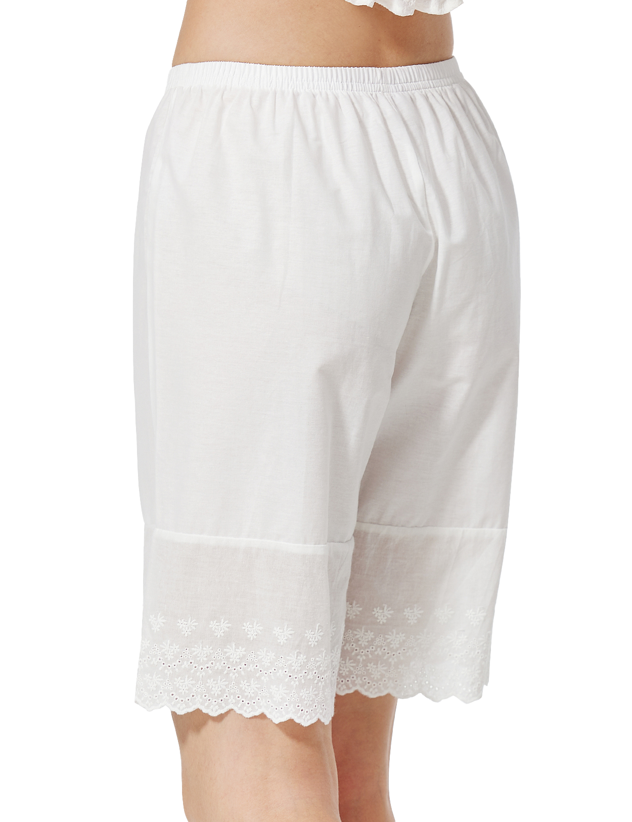 Women's Cotton Half Slip Knee-Length with Embroidery Hem | Pettipants Underskirt